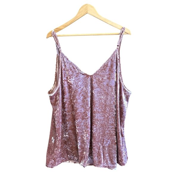 Torrid Pink Crushed Velvet Lace Camisole Sz 5 Adjustable Strap Holiday Christmas - Picture 3 of 6